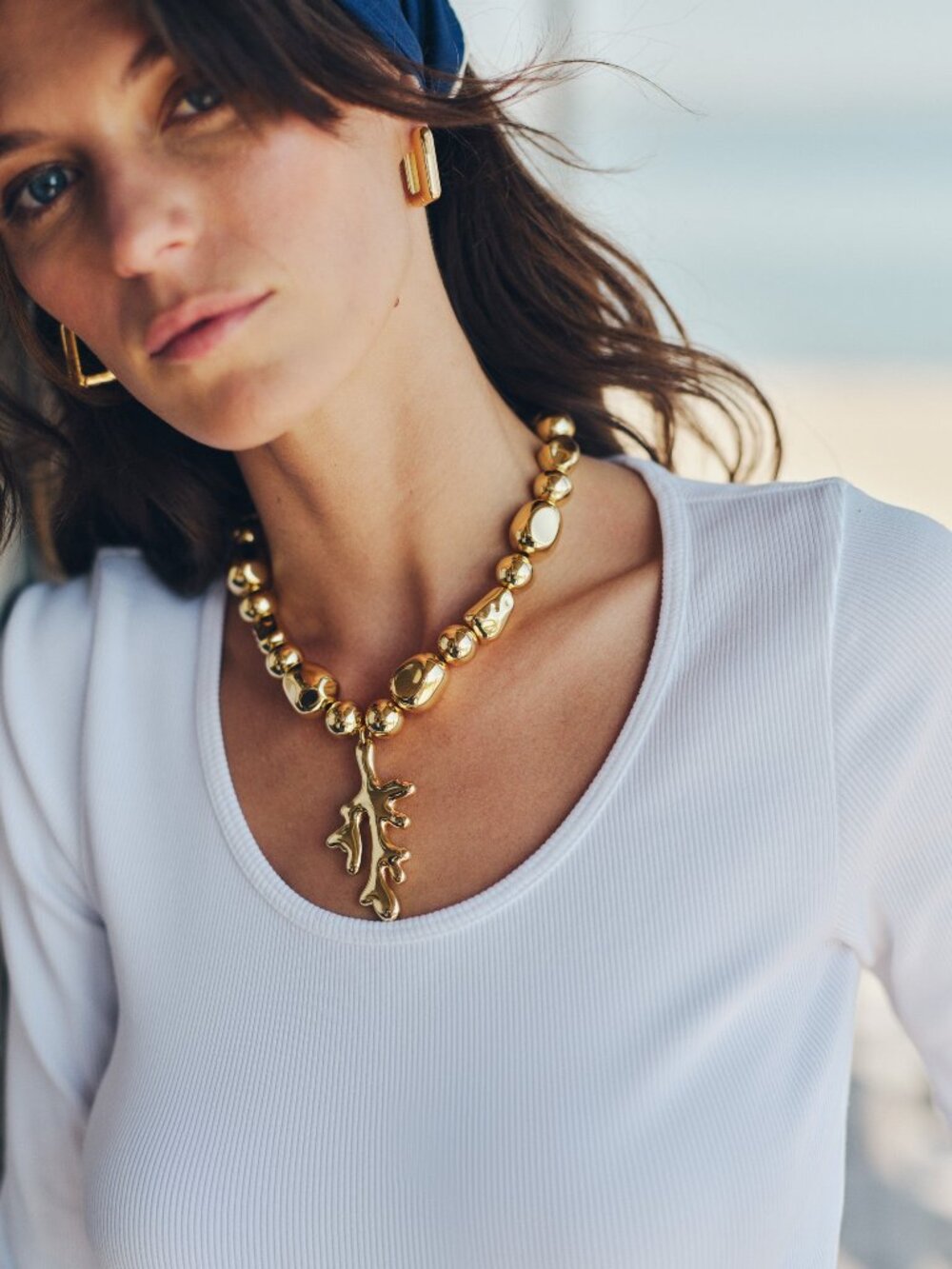 J McLaughlin Coral Necklace - Gold NEW